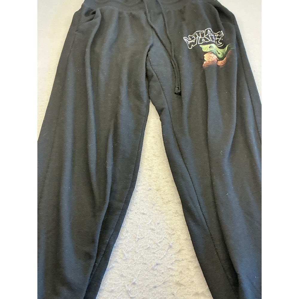 Star Wars Grogu Baby Yoda Joggers Black Drawstring Sweatpants Medium Lounge